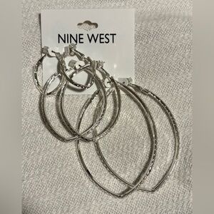 Nine West Textured Silver Hoop Earrings